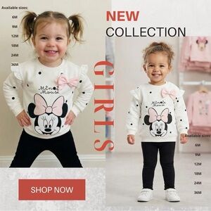 Minnie Mouse Girls' Casual Dress - White and Pink